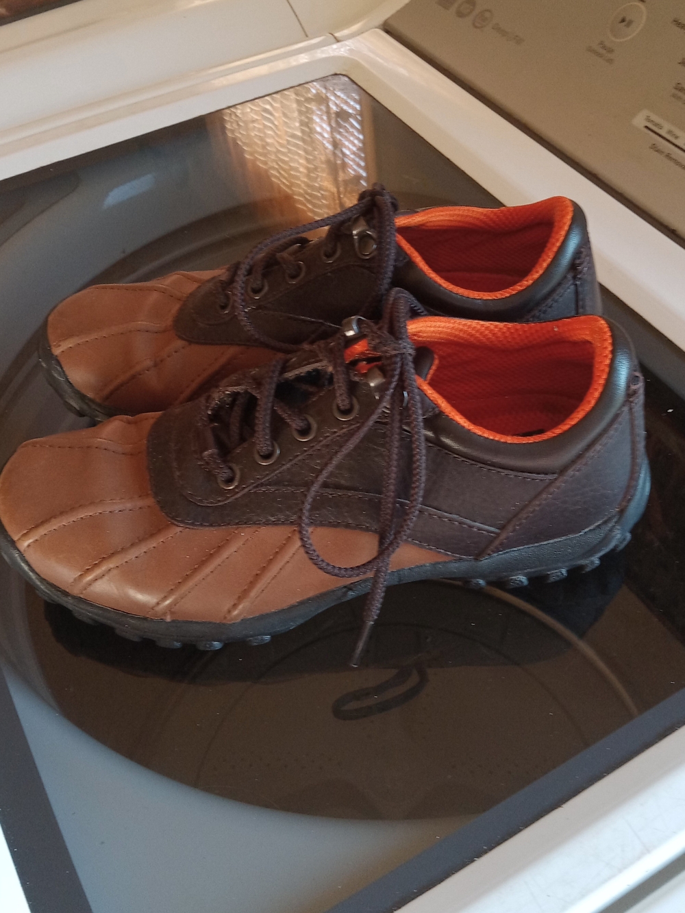 Polo Sport by Ralph Lauren Brown and Black Leather Sneakers with Orange Lining